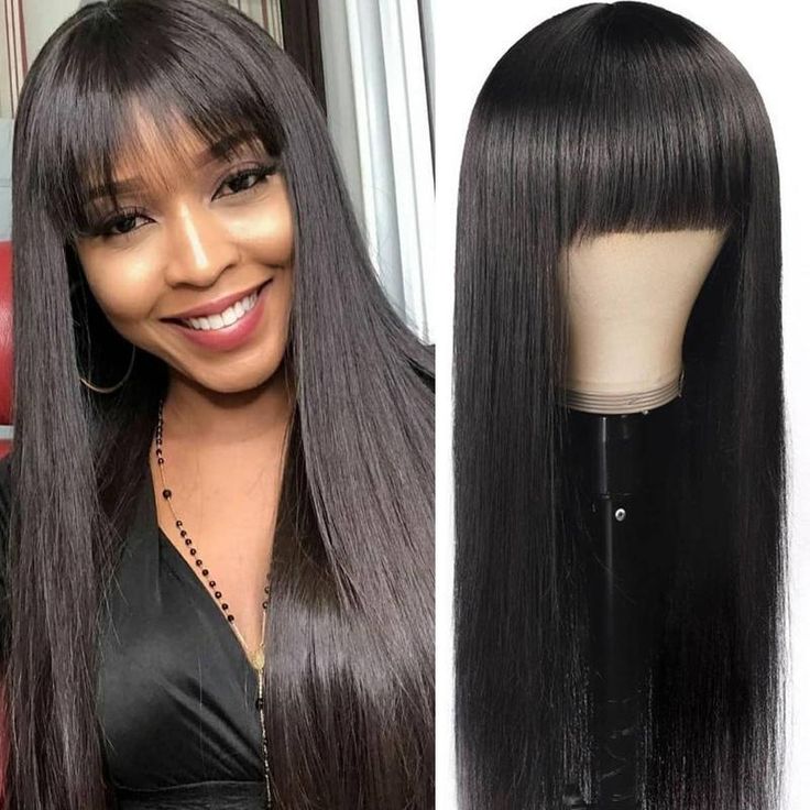 Luve Straight / Wave Human Hair 13X4 Lace Front Wigs Glueless With Bangs Prom Style