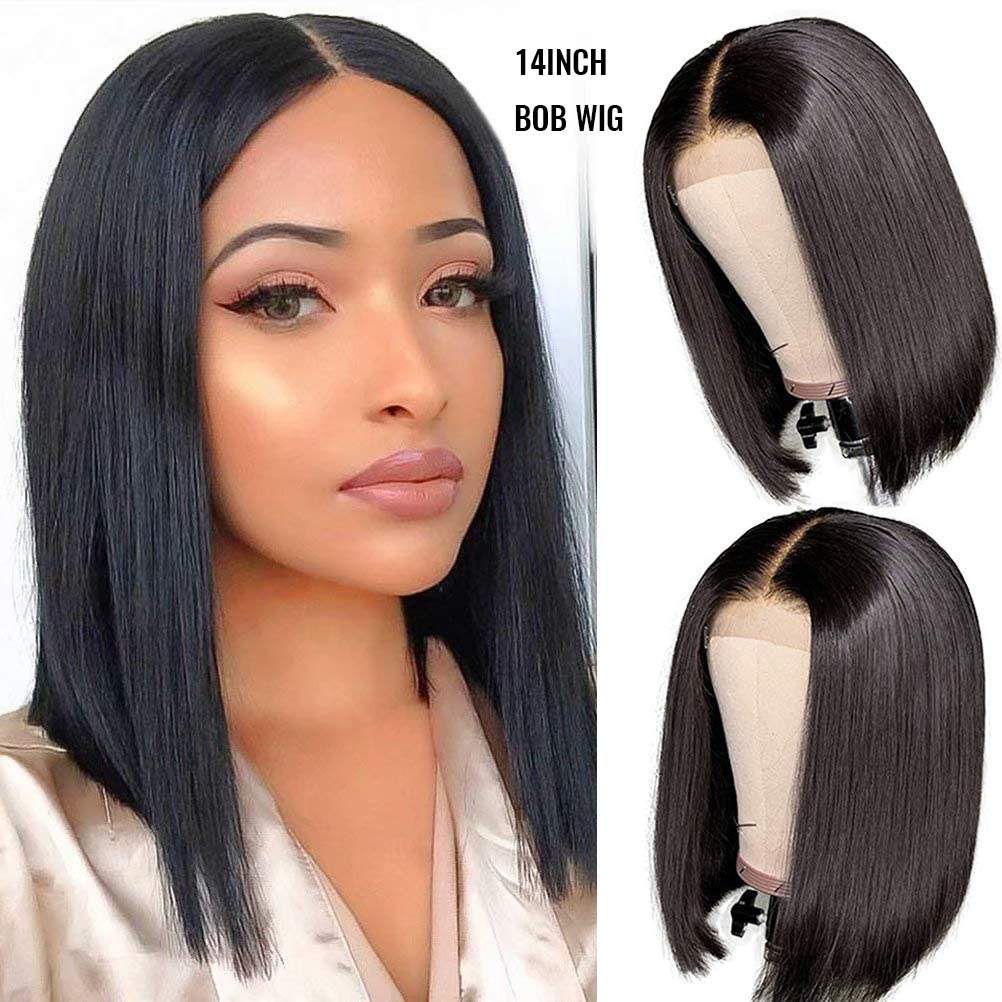 10 Inch Short Bob Wigs Straight Human Hair 4x4 Lace Closure Wigs