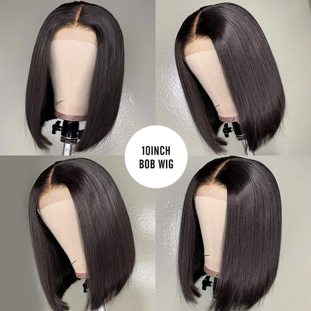 Luve Short 10 Inch Bob Wig Human Hair 4x4 HD Lace Wigs Pre Plucked