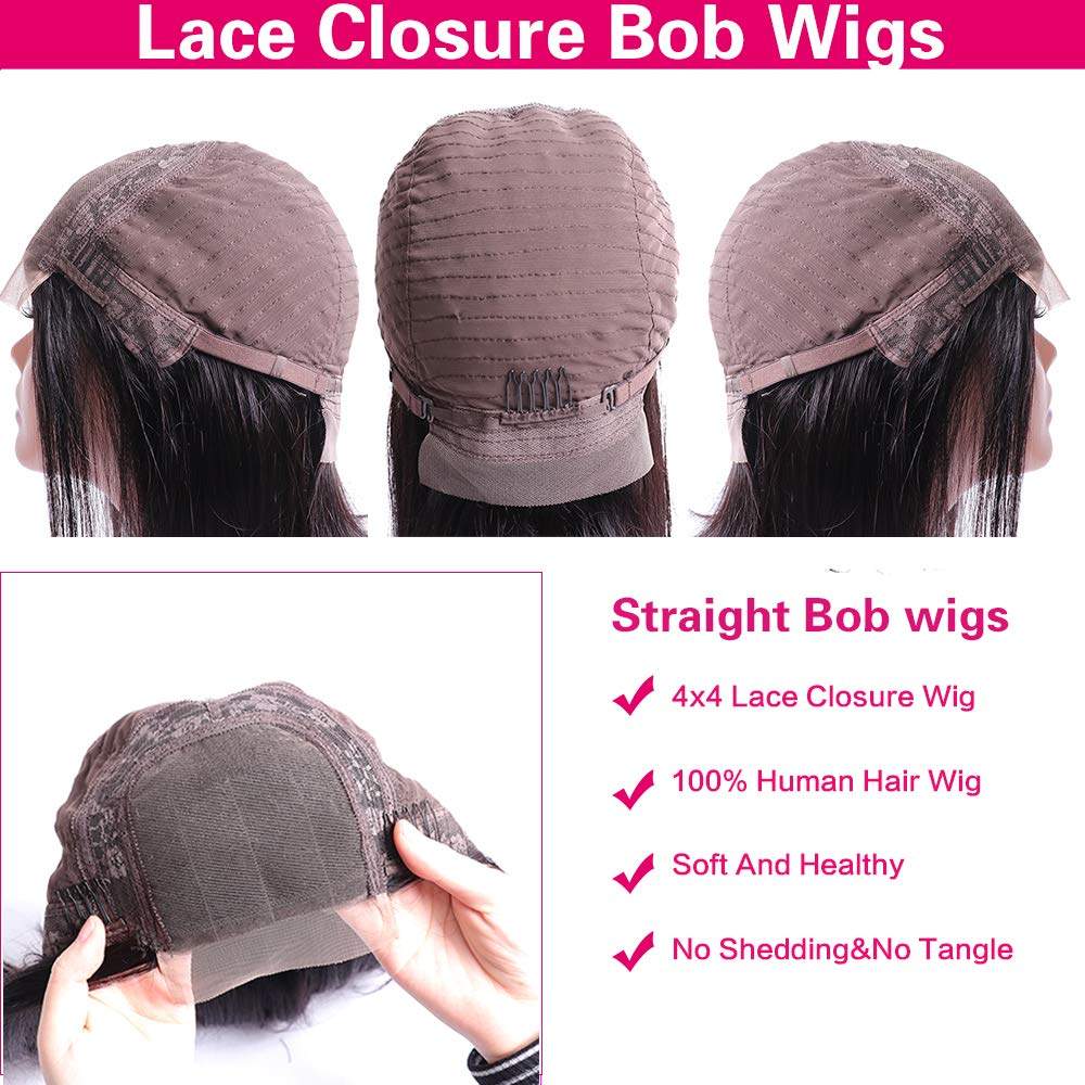 Luve Short 10 Inch Bob Wig Human Hair 4x4 HD Lace Wigs Pre Plucked