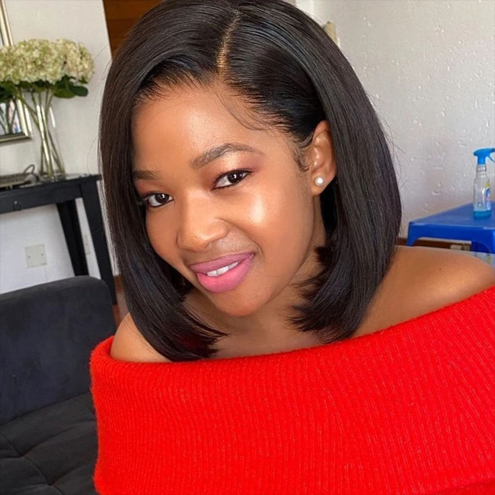 10 Inch Short Bob Wigs Straight Human Hair 4x4 Lace Closure Wigs