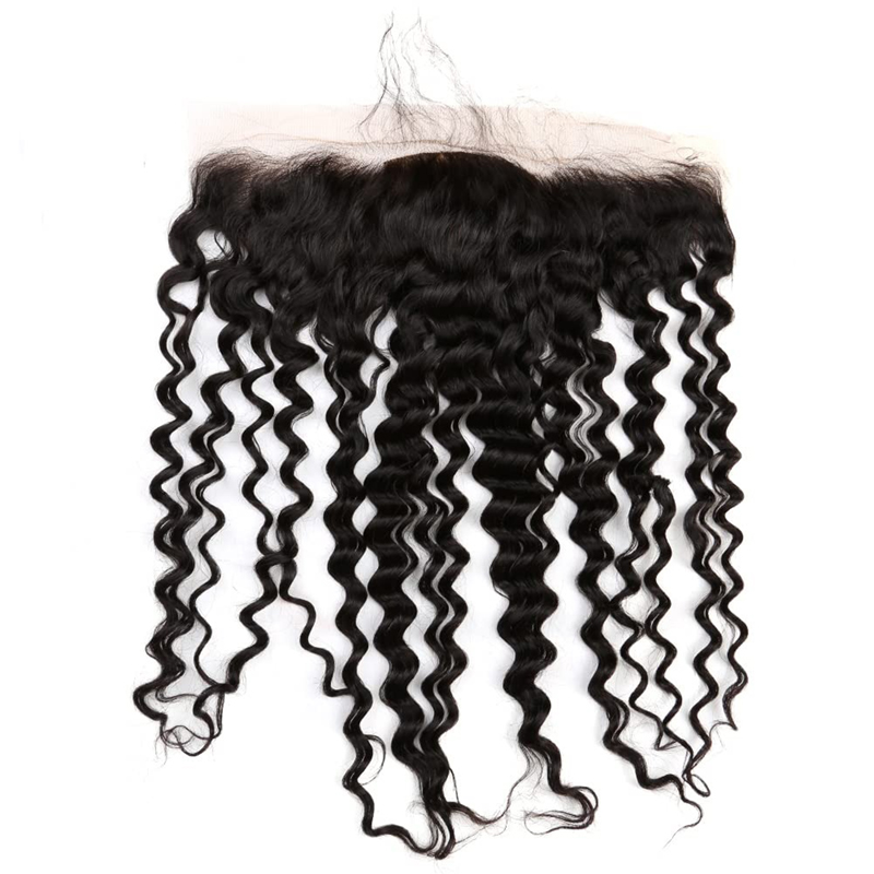 13x4 Curly Silk Base Lace Frontal Human Hair Closure Natural Color