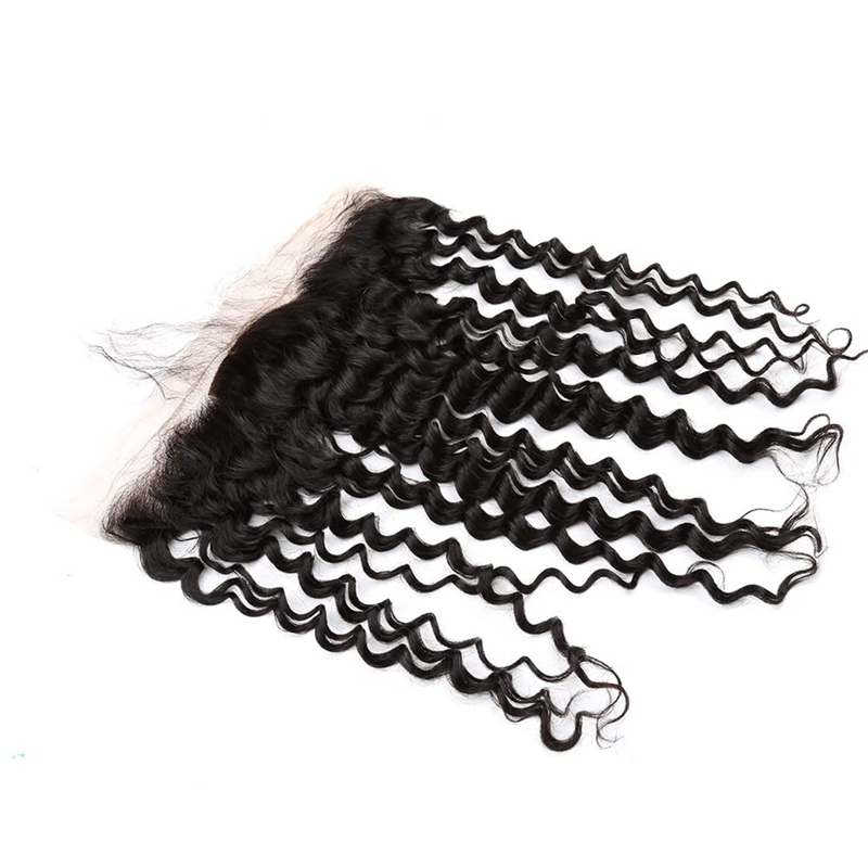 13x4 Curly Silk Base Lace Frontal Human Hair Closure Natural Color