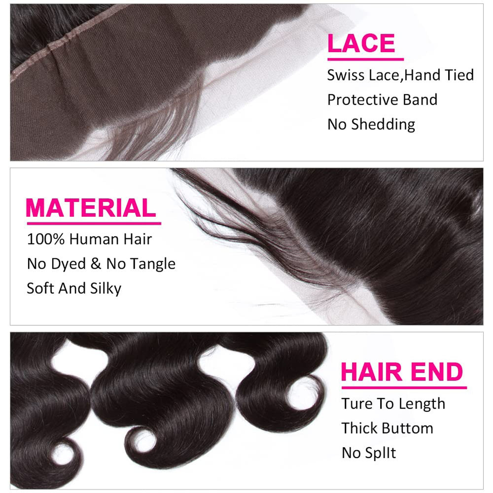  13x4 HD Lace Frontal Body Wave Virgin Human Hair Lace Frontal Natural Hairline