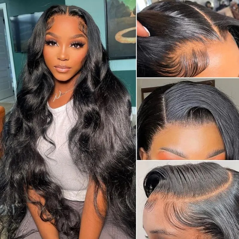 13x4 HD Lace Frontal Wig Body Wave Human Hair Glueless Wigs Bleached Knots