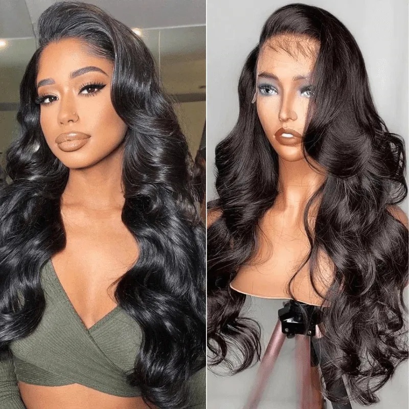 13x4 HD Lace Frontal Wig Body Wave Human Hair Glueless Wigs Bleached Knots