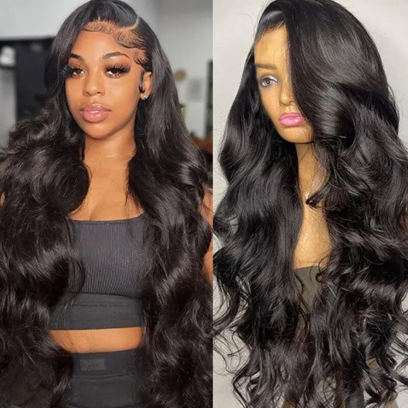 13x4 HD Lace Frontal Wig Body Wave Human Hair Glueless Wigs Bleached Knots