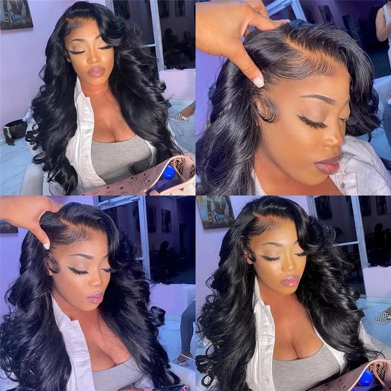 13x4 HD Lace Frontal Wig Body Wave Human Hair Glueless Wigs Bleached Knots