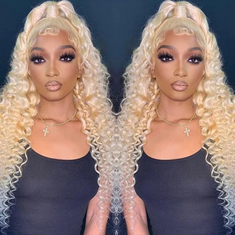 13X4 Lace Front 613 Blond Deep Wave Wig With Super Natural Hairline