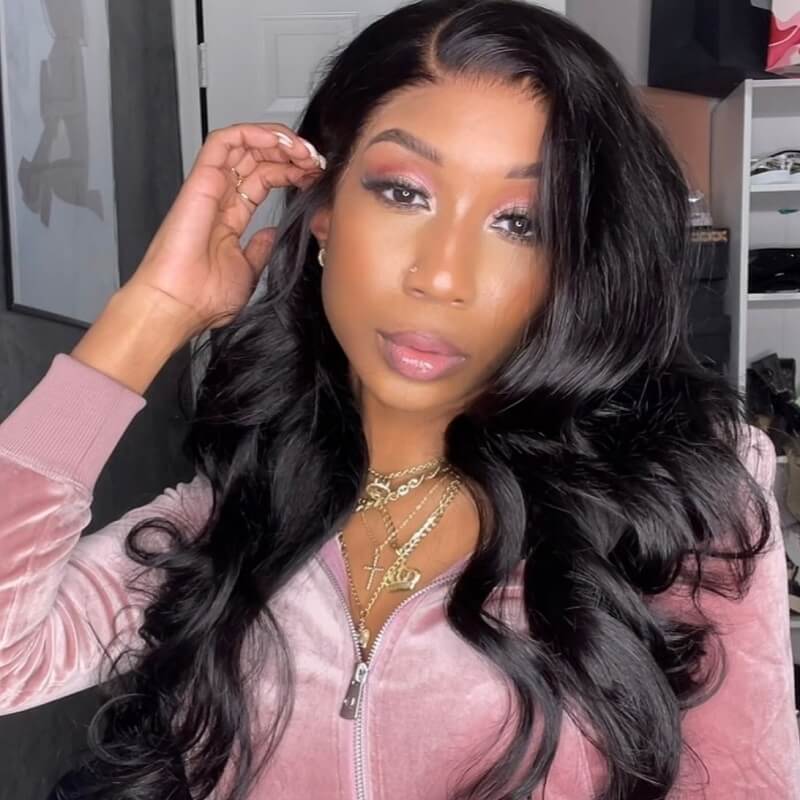 13x4 Pre-Everything Lace Frontal Loose Wave Wig Natural Black 100% human hair