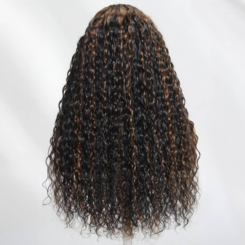 13X4 Parting Max Lace Front Wig Golden Brown Glueless Water Wave Wigs 