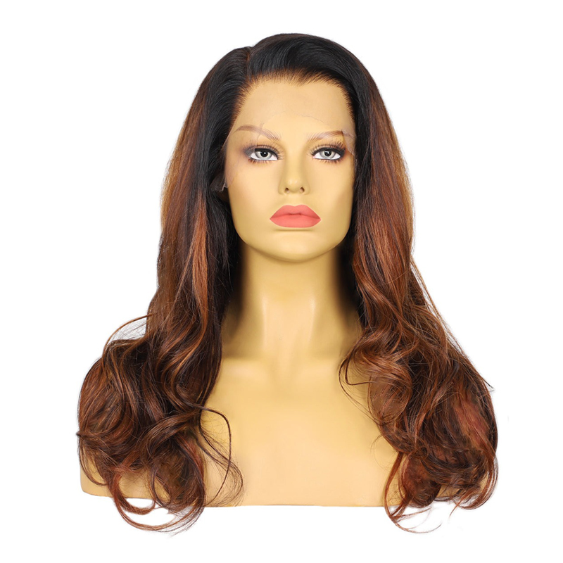 13x6 HD Ombre Brown Dark Roots Wave Lace Front Wigs Pre-Plucked