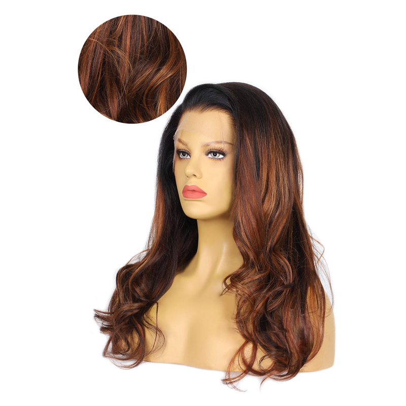 13x6 HD Ombre Brown Dark Roots Wave Lace Front Wigs Pre-Plucked
