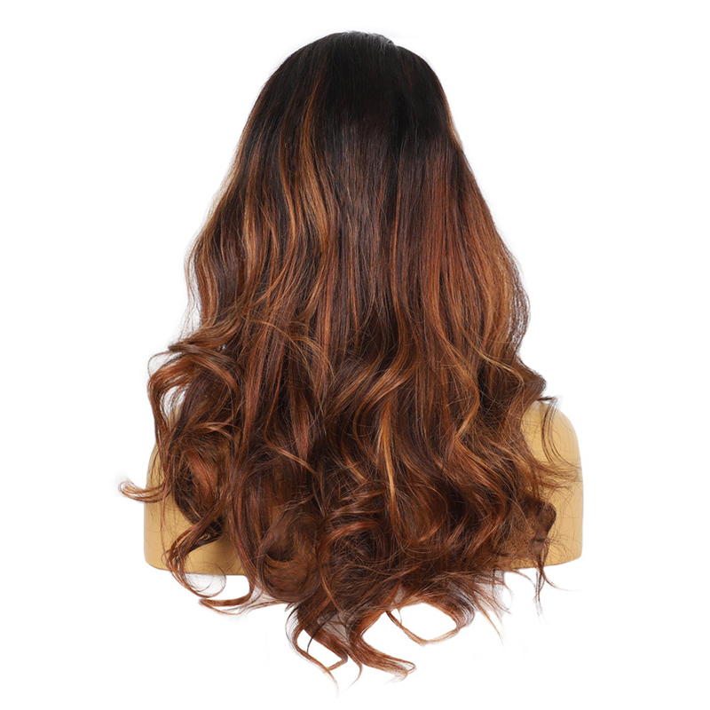 13x6 HD Ombre Brown Dark Roots Wave Lace Front Wigs Pre-Plucked