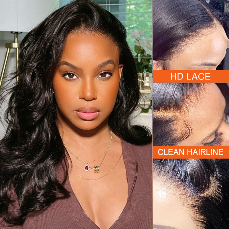 13x6 HD Lace Front Body Wave Wig Perfect Hairline Bleached Knots Human Hair Wig