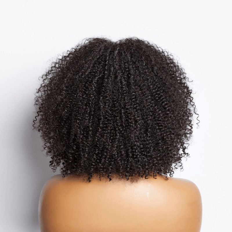13x4 Afro Kinky Curly Wig With Bangs 100% Human Hair Lace Front Wigs