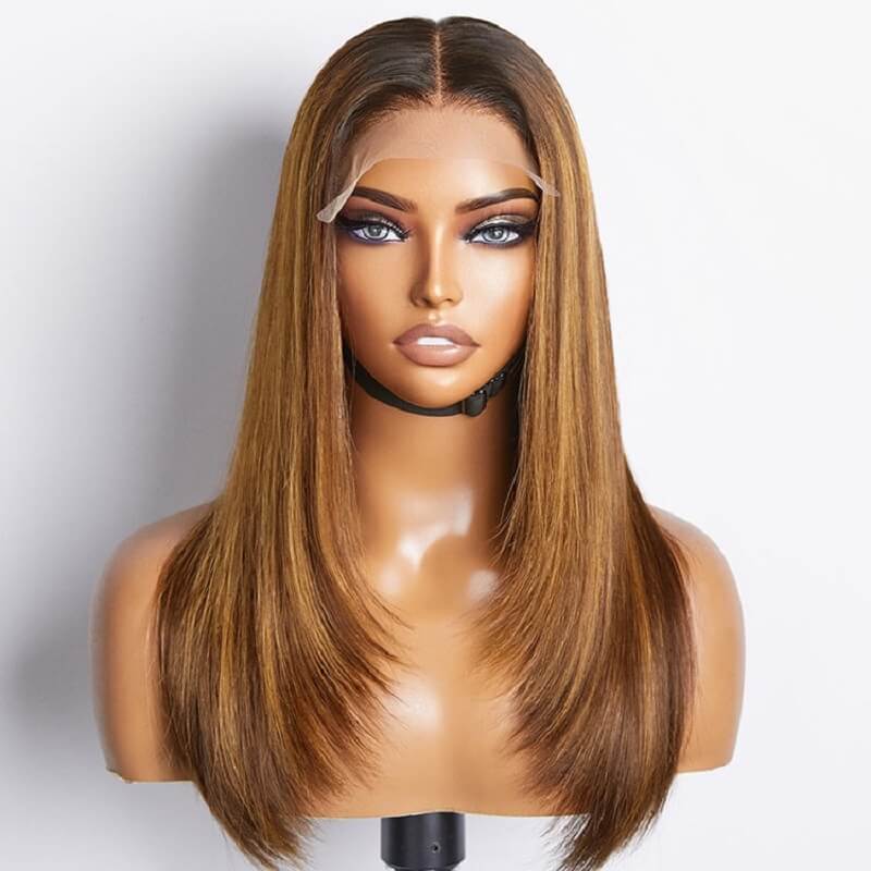 Luve Layered Cut Brown Mix Blonde Glueless 5x5 Closure HD Lace Wig Pre-plucked