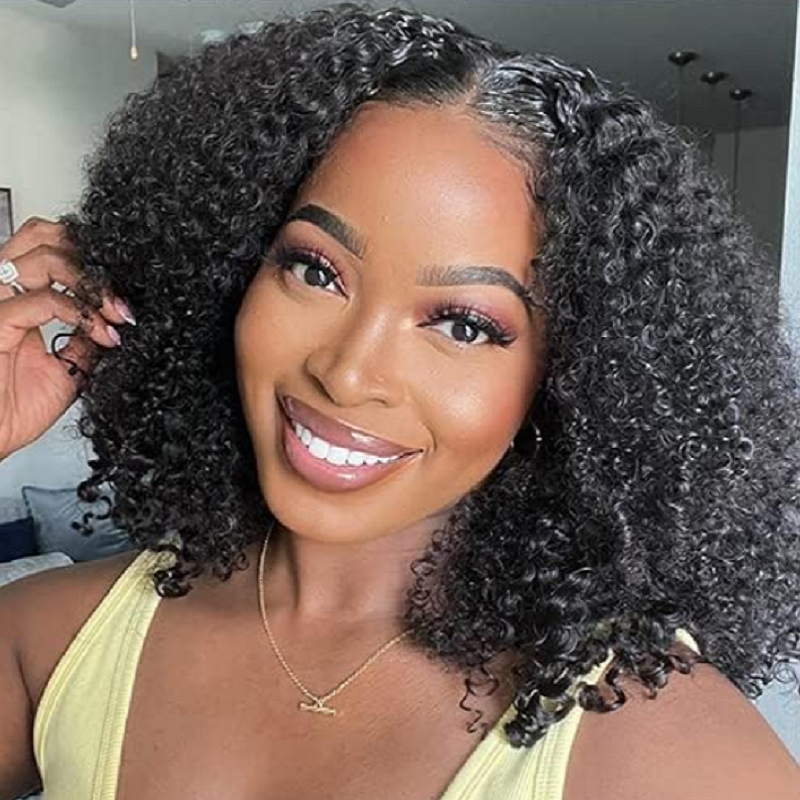 Luve Short Bob Curly Pre Plucked With Baby Hair Glueless Frontal Lace Wig