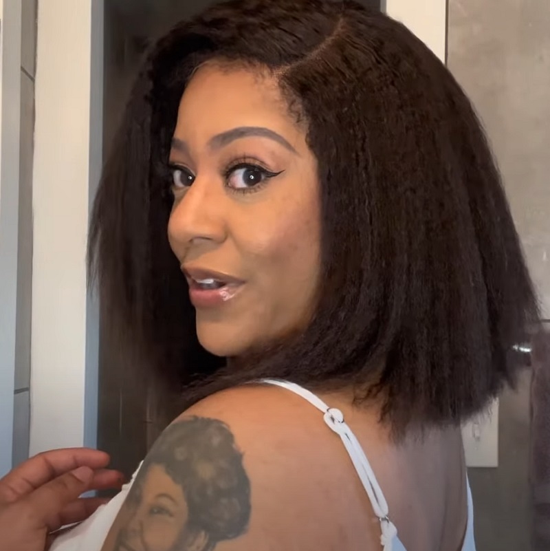 Luve 4C Edges Kinky Straight 10 Inch Bob Human Hair 4x4 Lace Closure Wigs