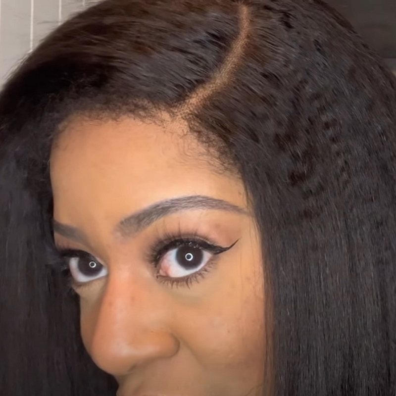 Luve 4C Edges Kinky Straight 10 Inch Bob Human Hair 4x4 Lace Closure Wigs
