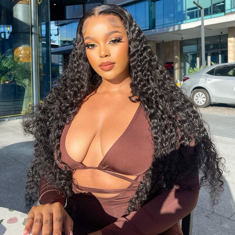Glueless Full HD Lace Wig Virgin Human Hair Deep Curly Bleached Knots