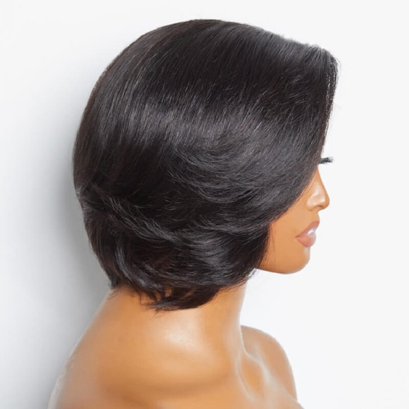 Luve Short Pixie Cut with Swept Bangs Glueless Minimalist HD Lace Bob Wig