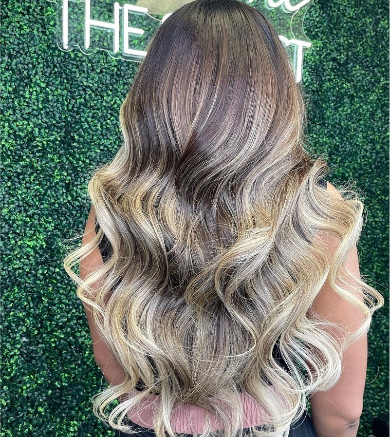 Luve Luxury Dark Hair  Body Wavy  with Blonde Highlights 13X6 Lace Front Wigs
