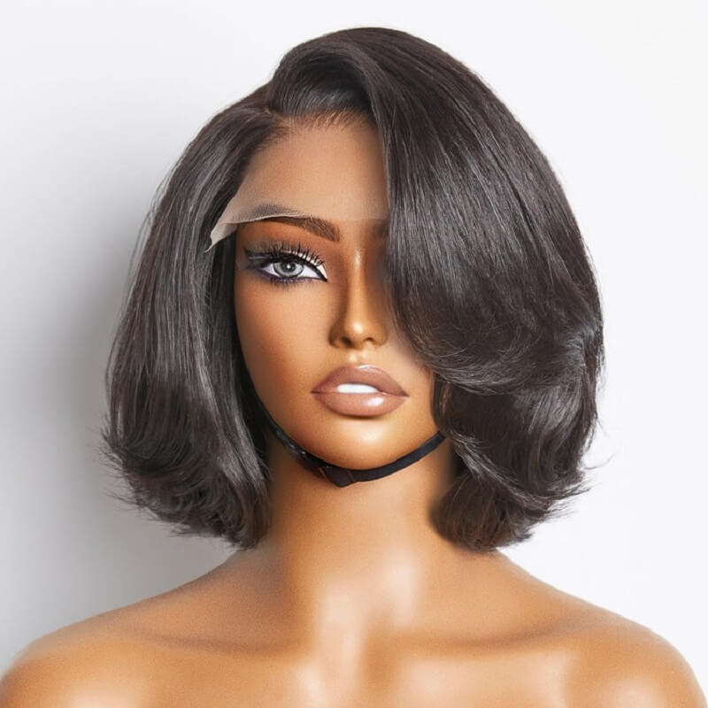 Luve Toffee Brown Mix Blonde / Natural Black Layered Cut Glueless 5x5 HD Lace Bob Wig