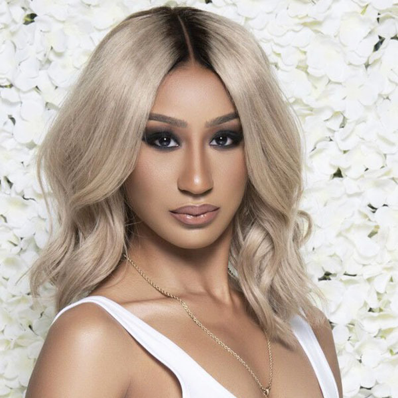 180% Density Ombre Ash Blonde Bob Wigs Human Hair 5X5 Closure Wig