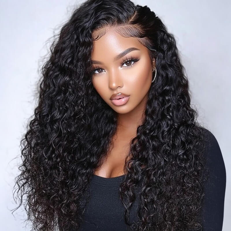180% Density Water Wave Glueless 13X6 Frontal Lace Fluffy Curly Wig