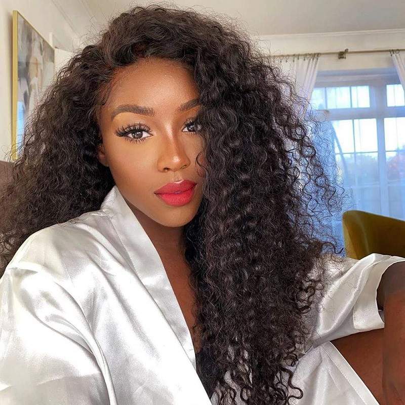 Luve Human Hair Curly 13X6 HD Lace Frontal Wig Natural Color