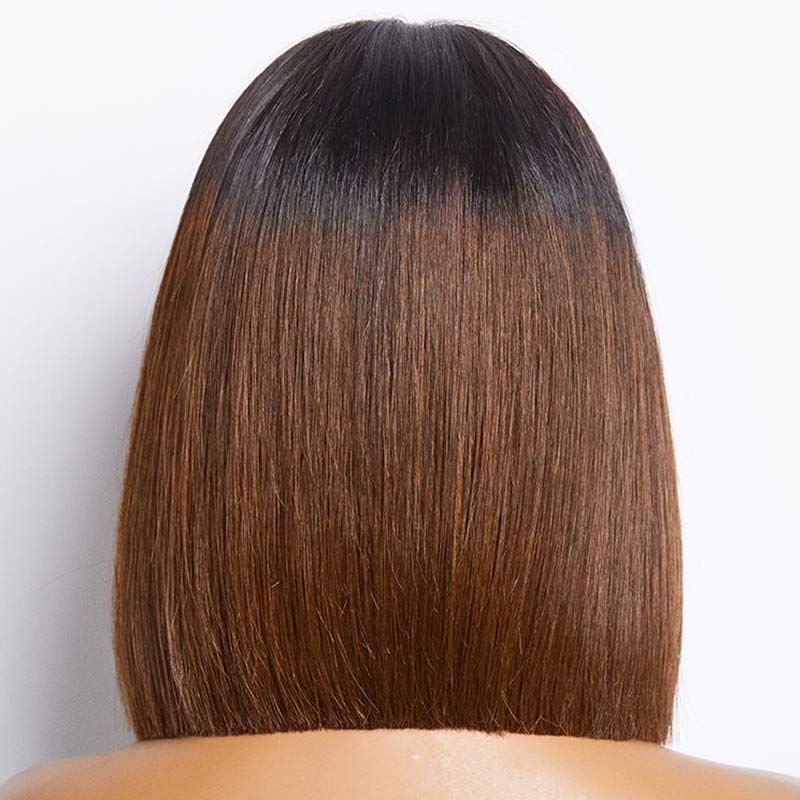 Luve Glueless Straight Ombre Brown 5x5 Lace Closure Short Bob Wigs