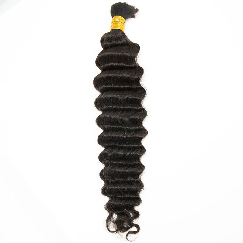 #2 Dark Brown Deep Wave Bulk Human Hair Extensions for Braiding