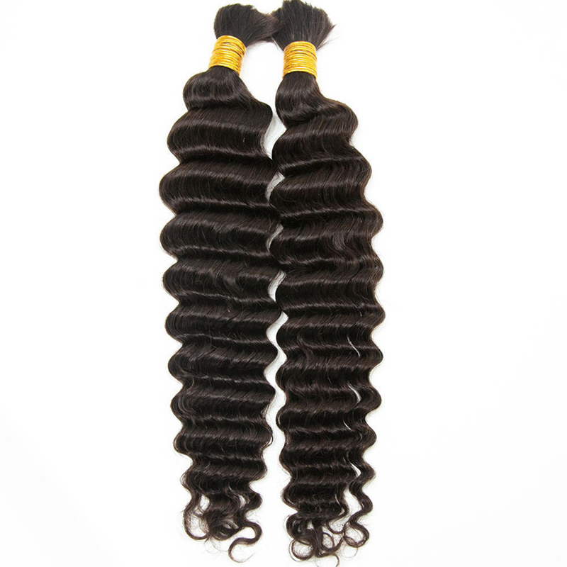 #2 Dark Brown Deep Wave Bulk Human Hair Extensions for Braiding