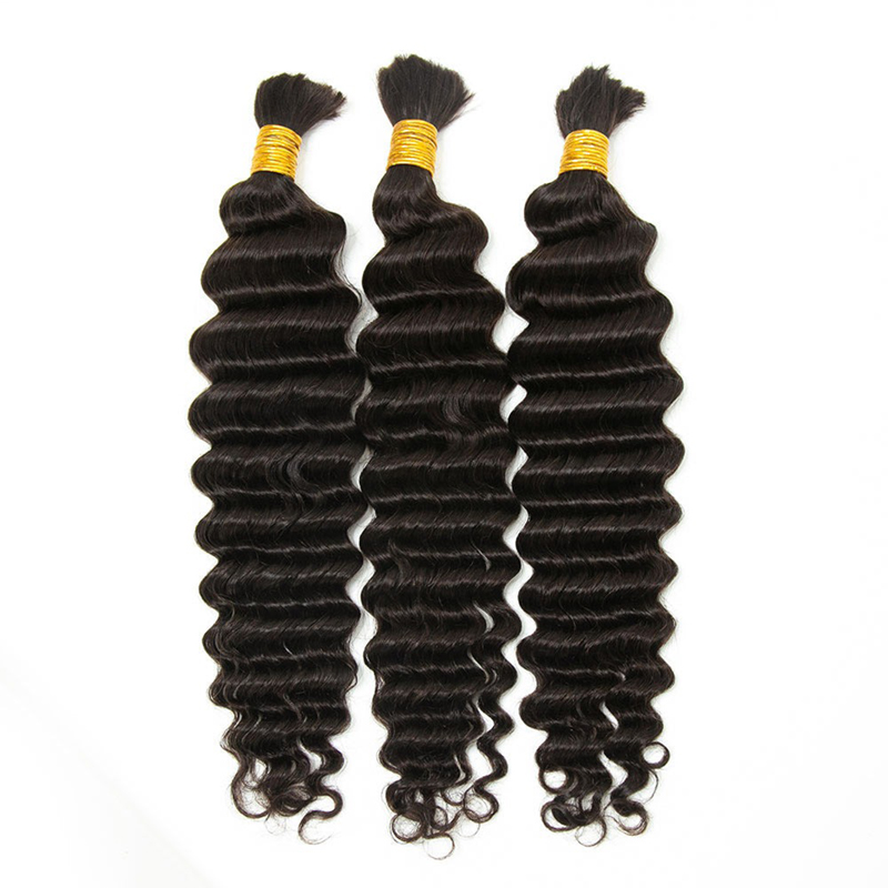 #2 Dark Brown Deep Wave Bulk Human Hair Extensions for Braiding