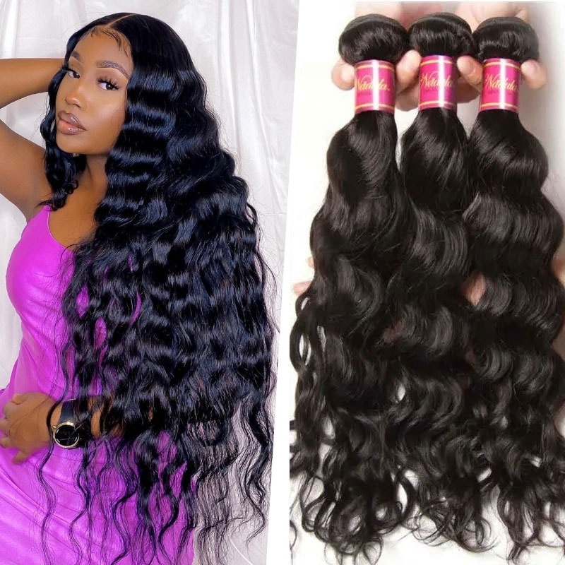 3 Bundles Virgin Hair Natural Wave Hairpieces Hair Weave Extensions