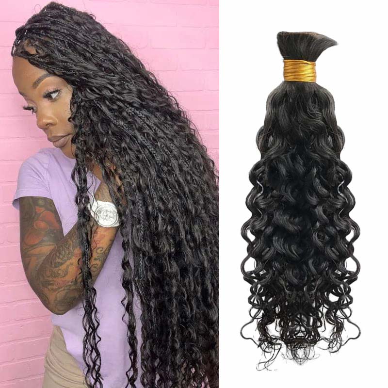 3 Bundles Water Wave Braiding Human Hair Bulk Extensions Knotless Braiding