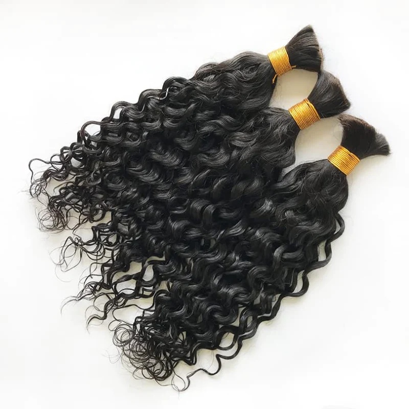 3 Bundles Water Wave Braiding Human Hair Bulk Extensions Knotless Braiding