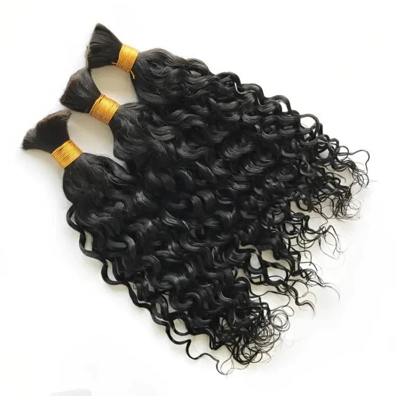 3 Bundles Water Wave Braiding Human Hair Bulk Extensions Knotless Braiding