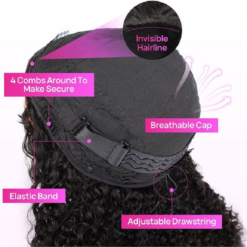 3-In-1 Half Wig Yaki Straight Human Hair Glueless No Lace Wig