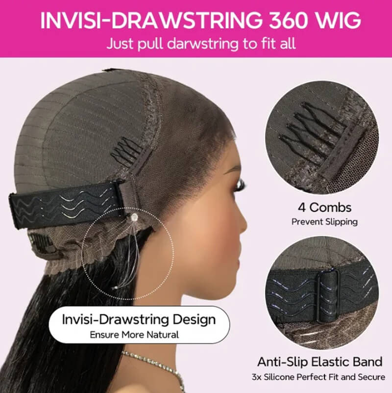 Kinky Straight 360 HD Lace Frontal Wig 100% Human Hair Natural Hairline