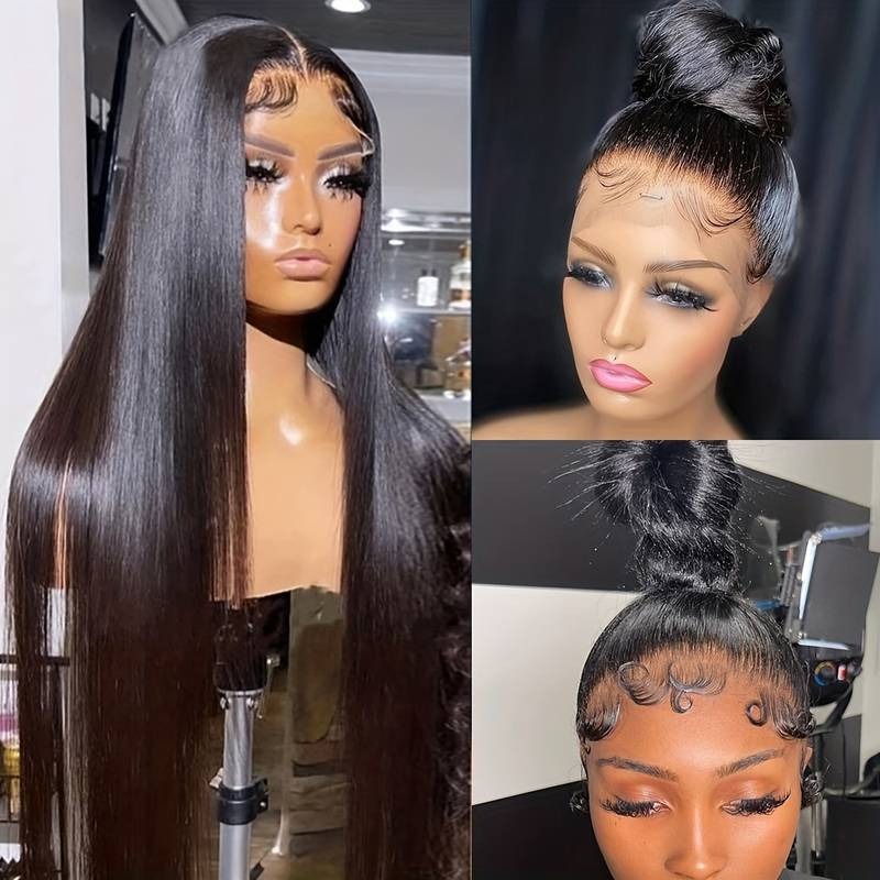 Straight Human Hair Full Lace Wig Transparent Lace 180% Density