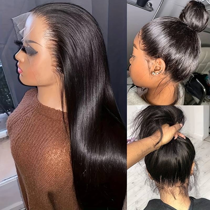 Straight Human Hair Full Lace Wig Transparent Lace 180% Density