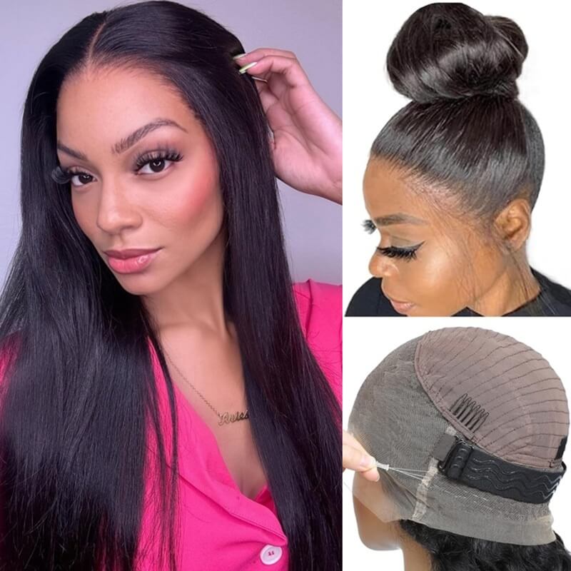 360 HD Lace Frontal Wig Straight Human Hair Wig Pre-Plucked Natural Hairline