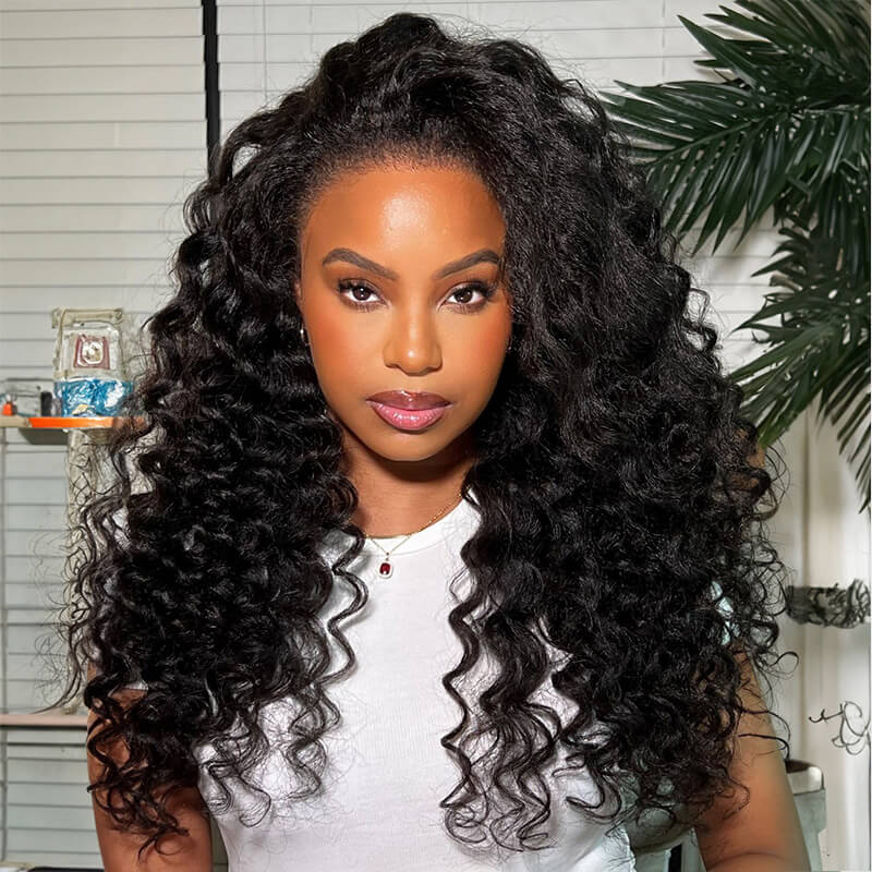 Kinky Straight  HD Lace Front Wig  Glueless Natural Curls With 4C Curly Edges