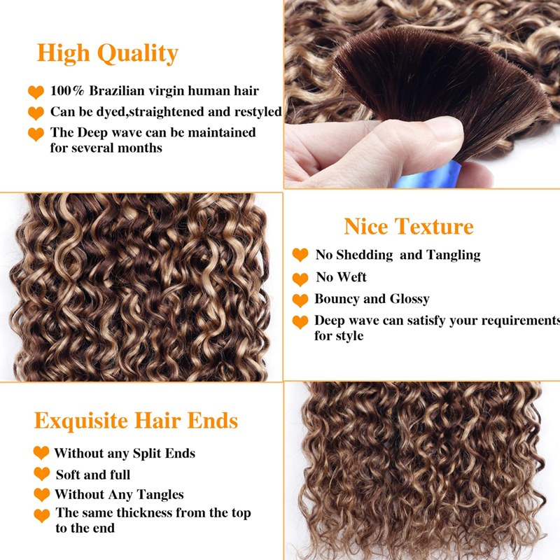3 Bundles Water Wave #4/27 Bulk Human Hair For Braiding 100% Unprocessed