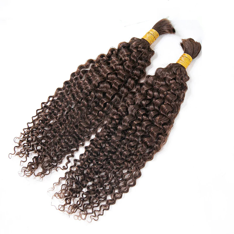 Premium #4 Water Wave Bulk Human Hair for Braiding - 3 Bundles, 100% Unprocessed