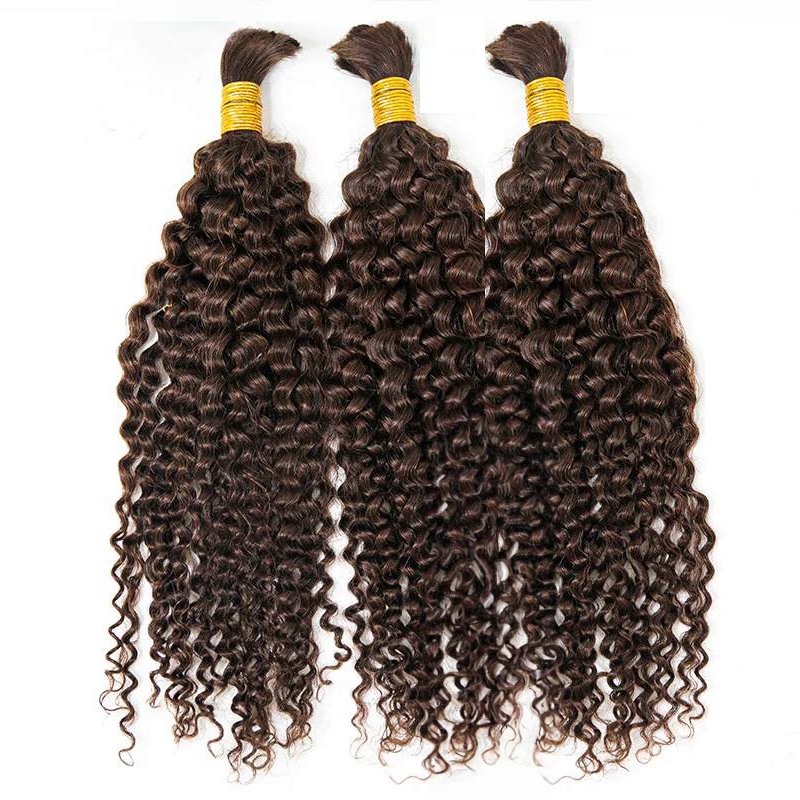 Premium #4 Water Wave Bulk Human Hair for Braiding - 3 Bundles, 100% Unprocessed