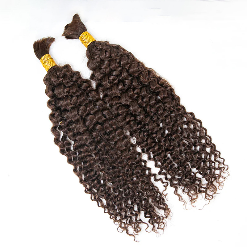 Premium #4 Water Wave Bulk Human Hair for Braiding - 3 Bundles, 100% Unprocessed