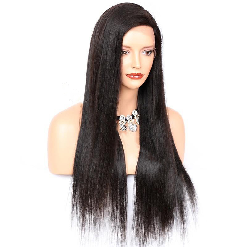 4x4 Glueless Silk Top Full Lace Wigs Yaki Straight Human Hair Wigs